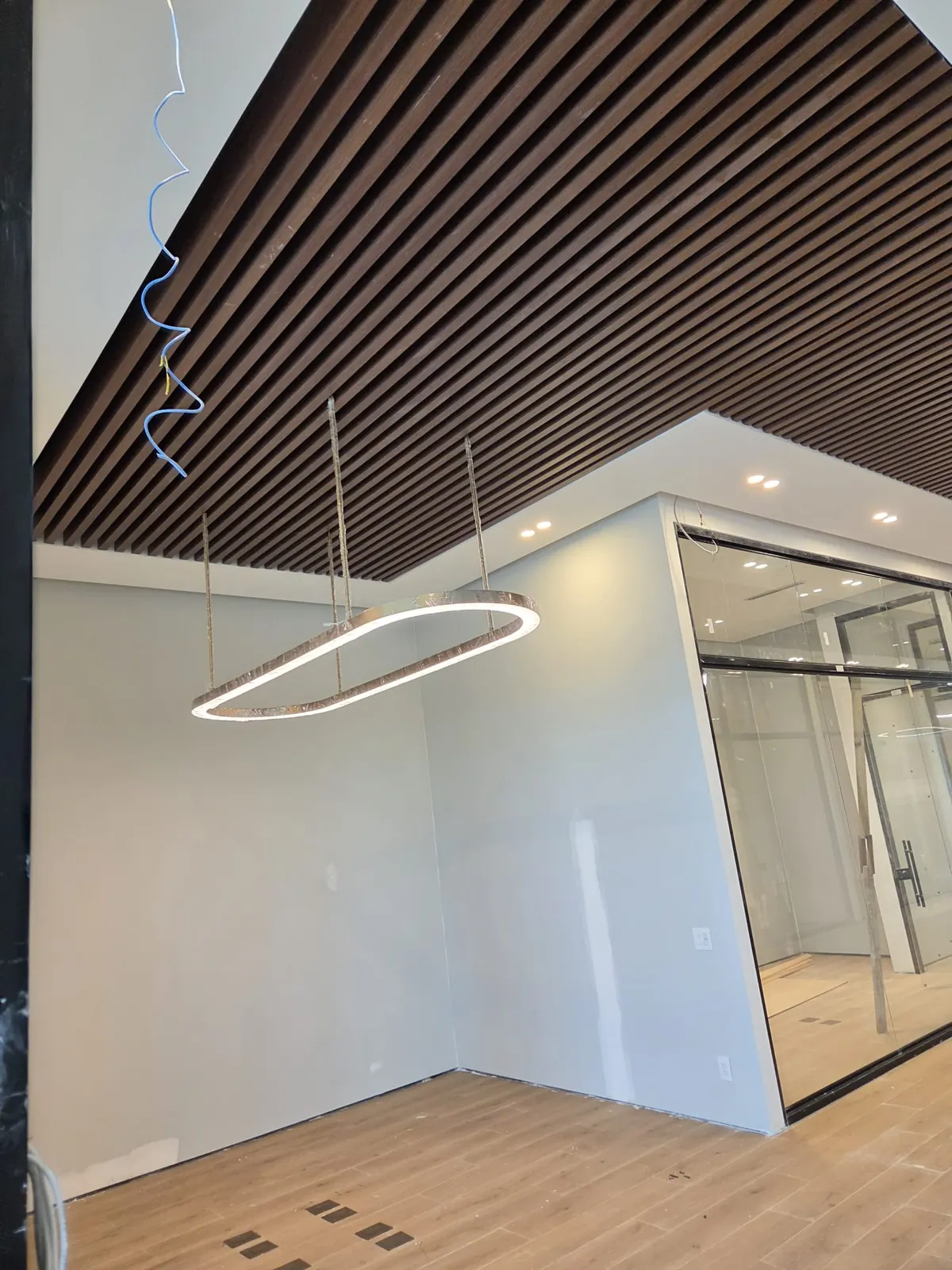 Pendant and recessed lighting in a commercial fit-out