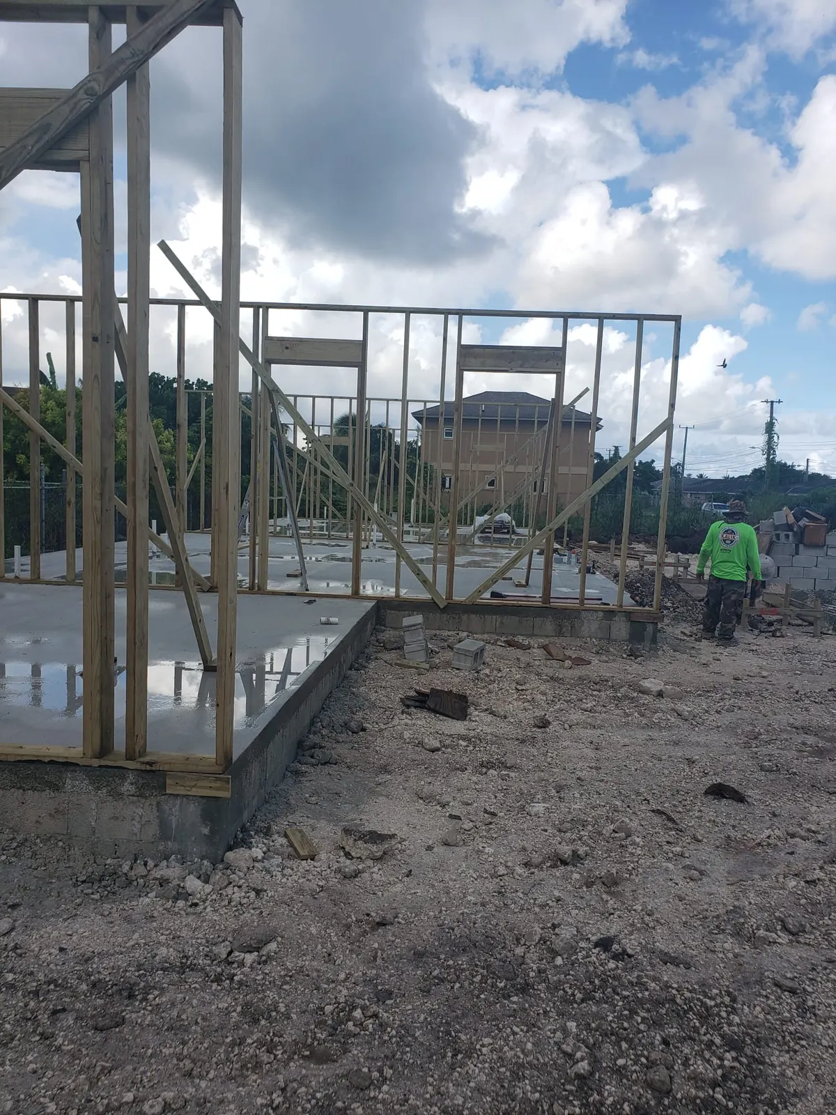 Timber wall framing on a new home